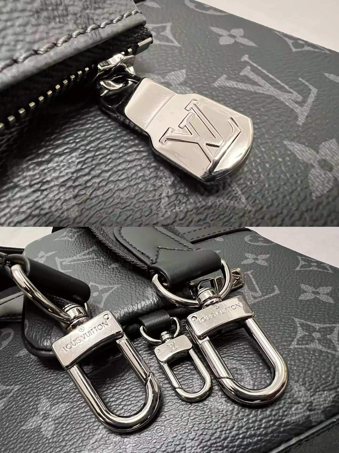 LV Trio Messenger Bag Reverse Monogram Eclipse Canvas Black