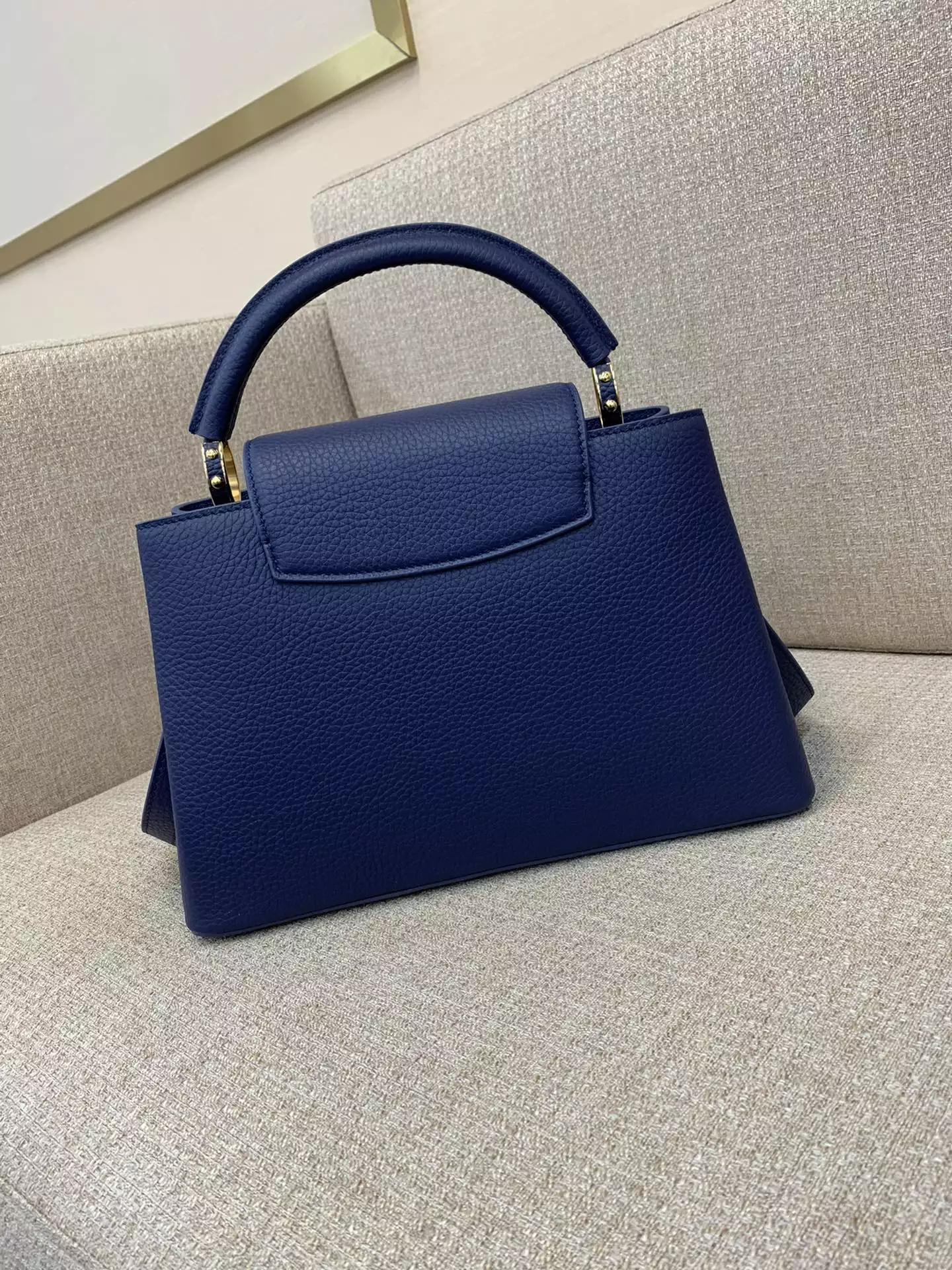 Capucines MM Blossom Chain Handbag French Blue