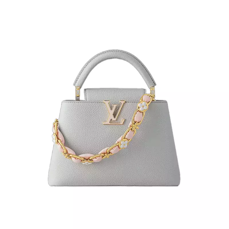Capucines MM Blossom Chain Handbag Ice Grey