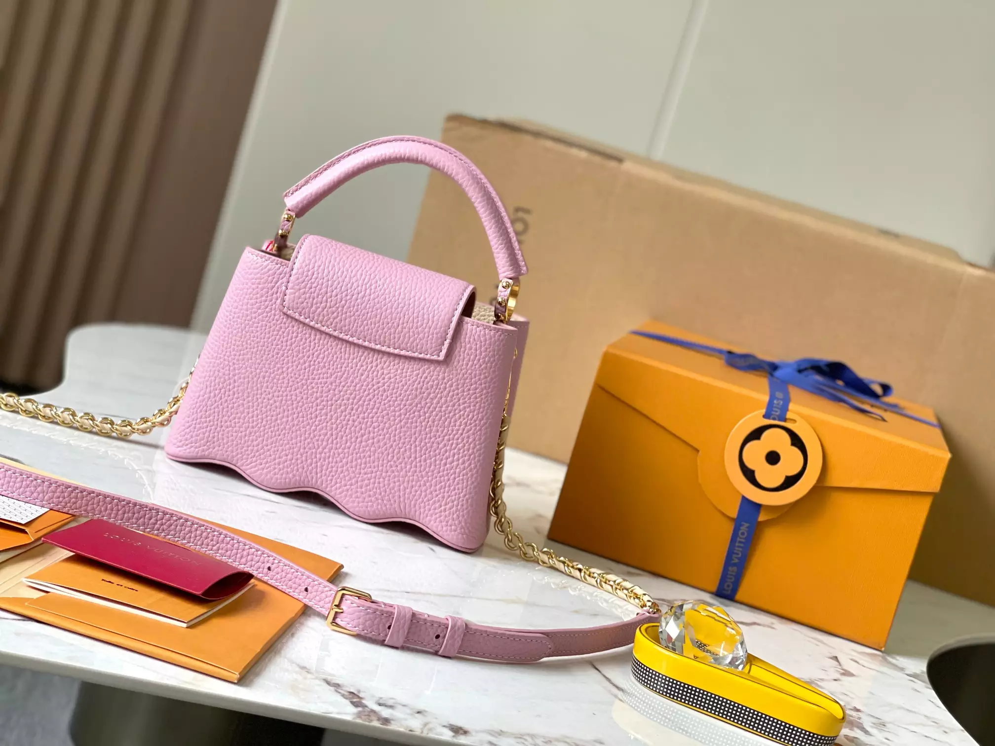LV Capucines Mini Capushell in Light Pink