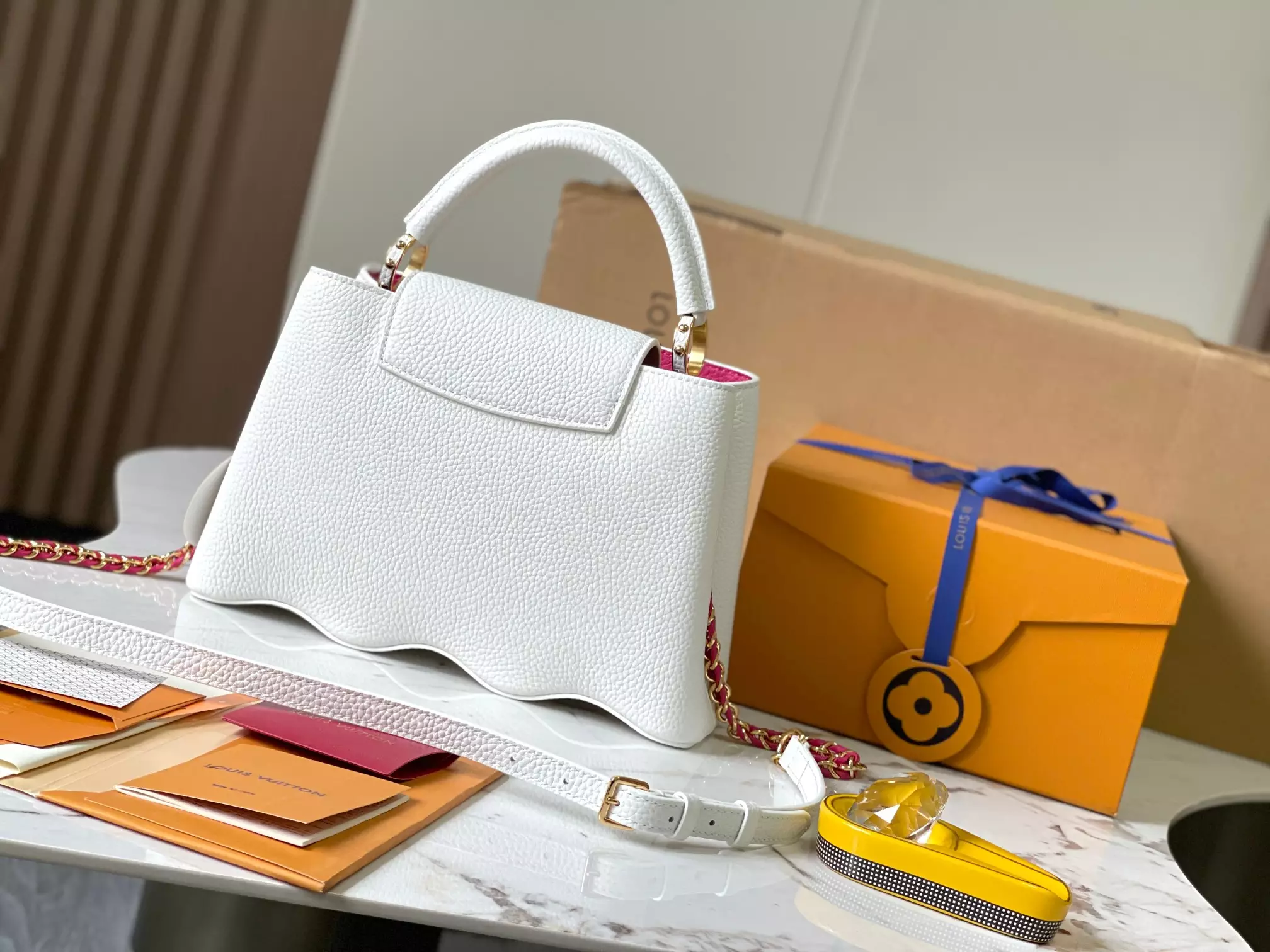 LV Capucines BB Capushell in Snow White