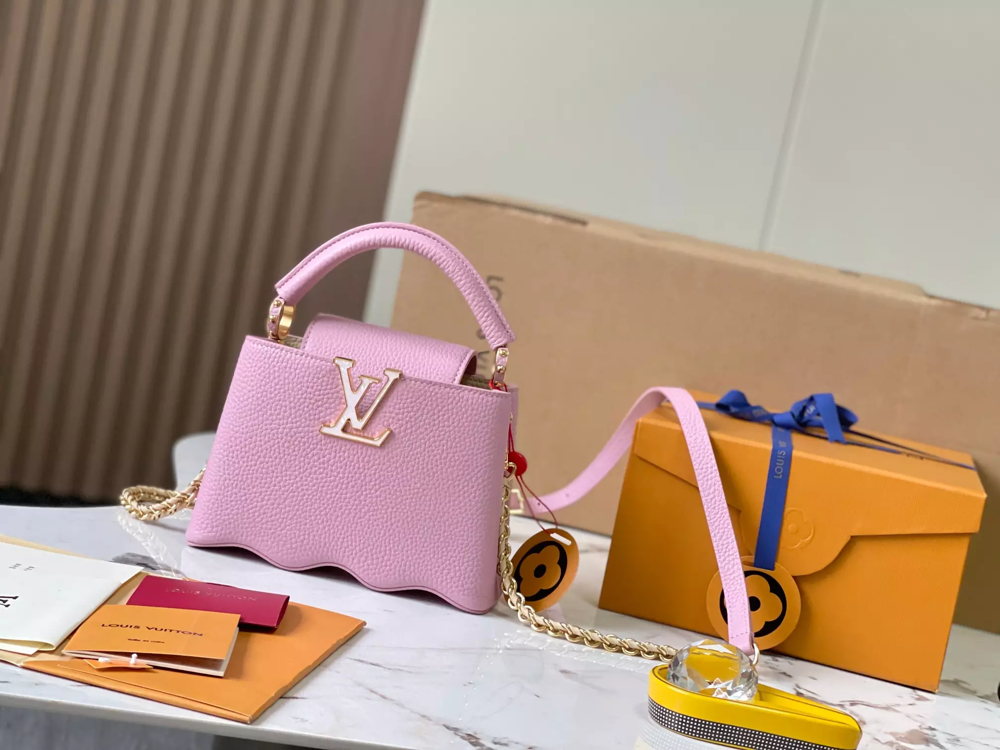 LV Capucines Mini Capushell in Light Pink