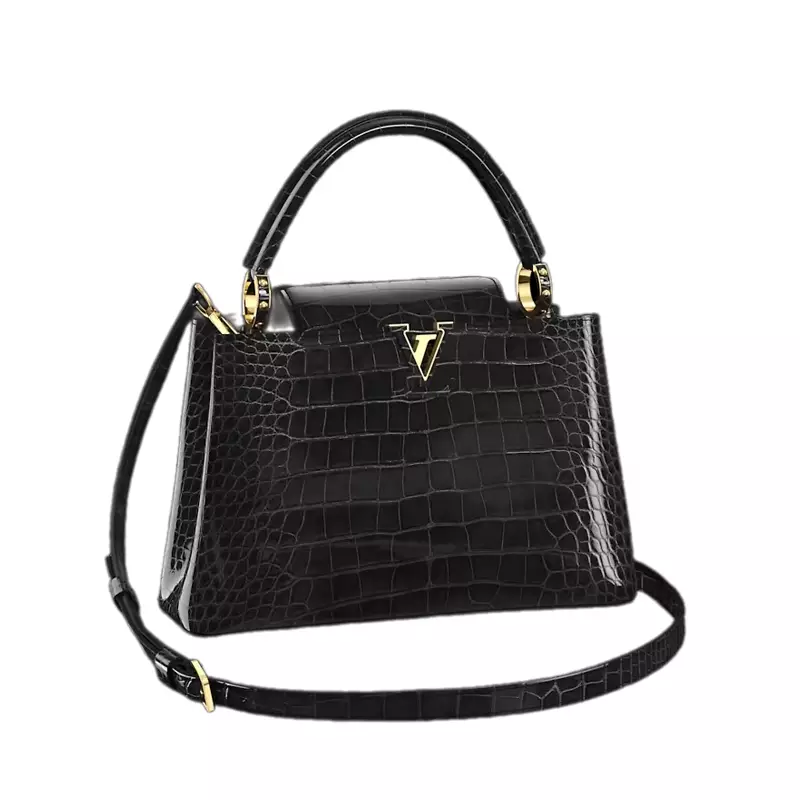 LV Capucines MM Crocodilien Mat in Black