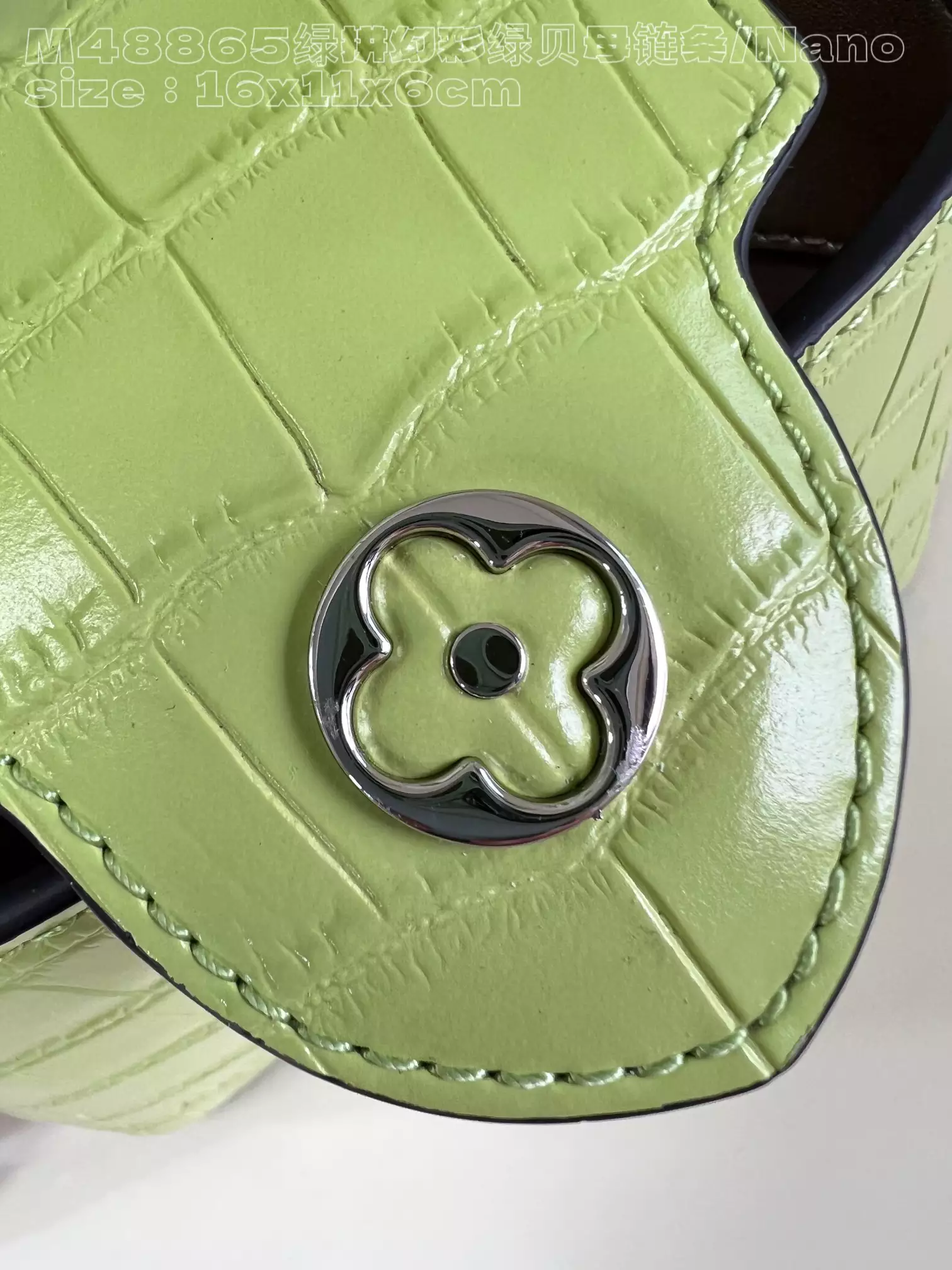 Capucines Nano Crocodilian Brillant Lime Leather