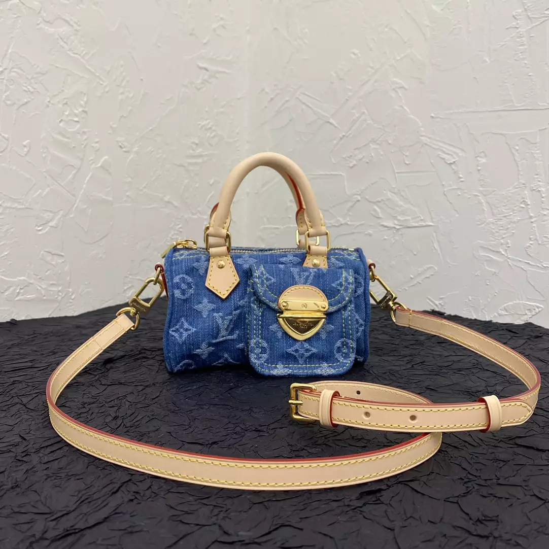 LV Nano Speedy Monogram Denim Blue