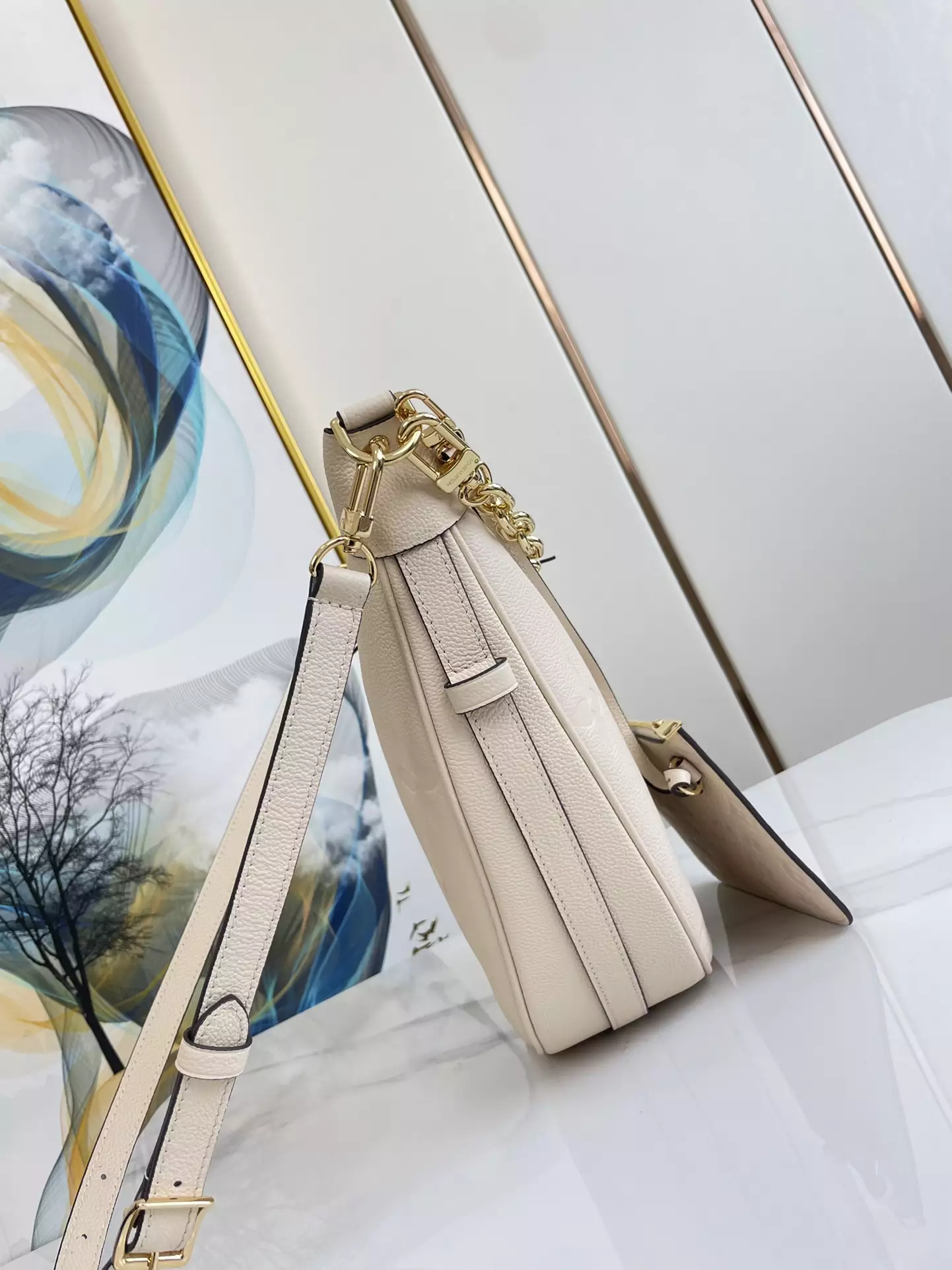 Loop Hobo Monogram Empreinte Creme Leather