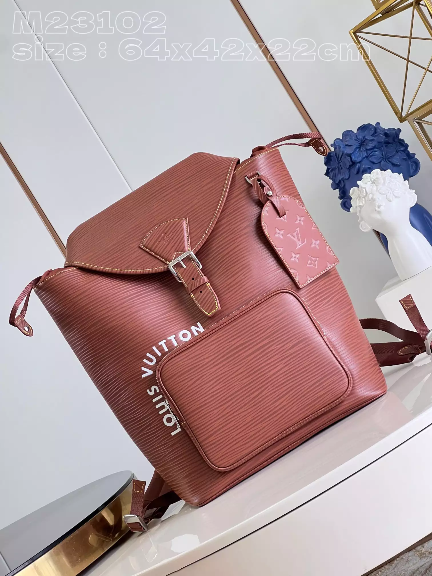 Montsouris Backpack Calf Cognac Leather Trim