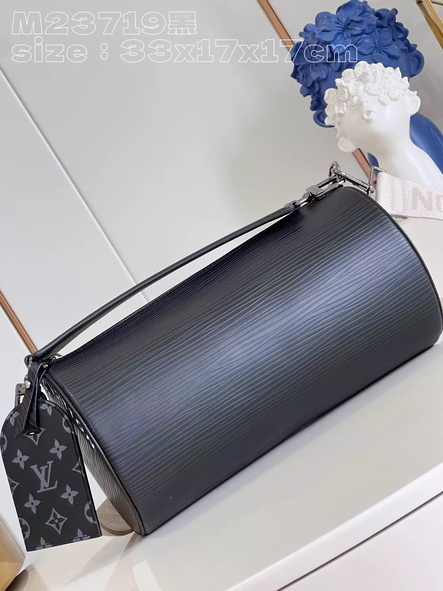Soft Polochon MM Calf Black Leather Trim