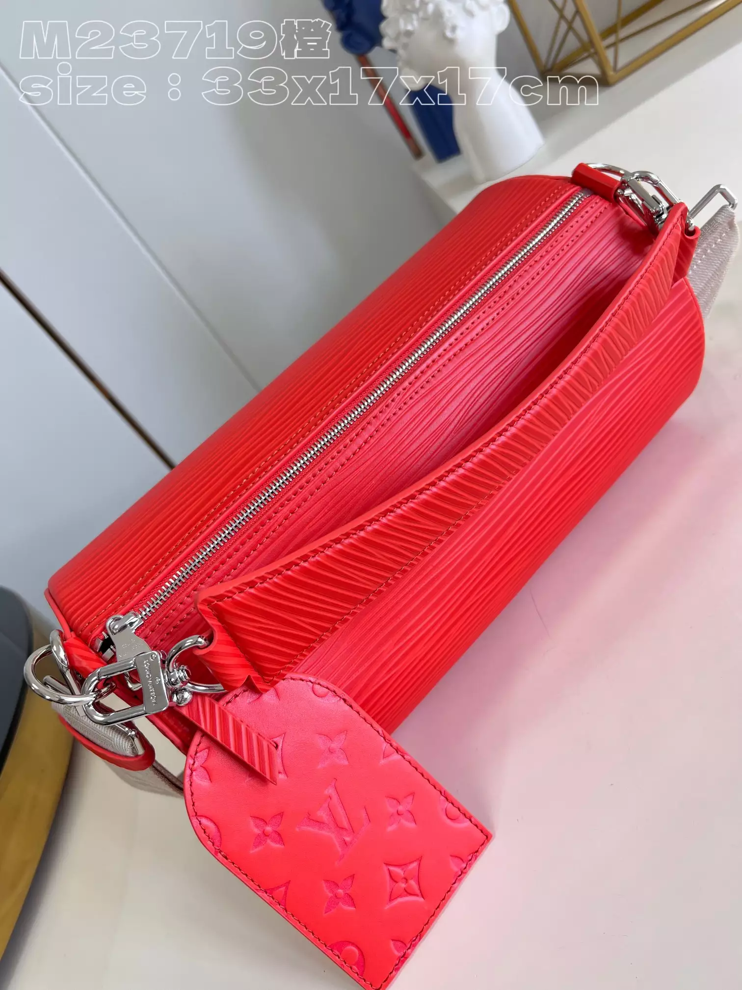 Soft Polochon MM Calf Red Leather Trim