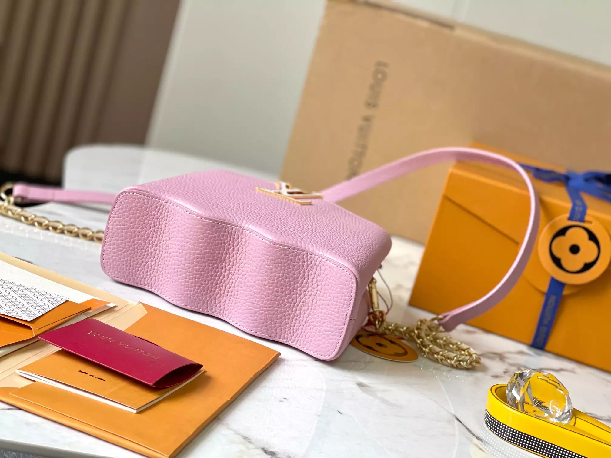 LV Capucines Mini Capushell in Light Pink