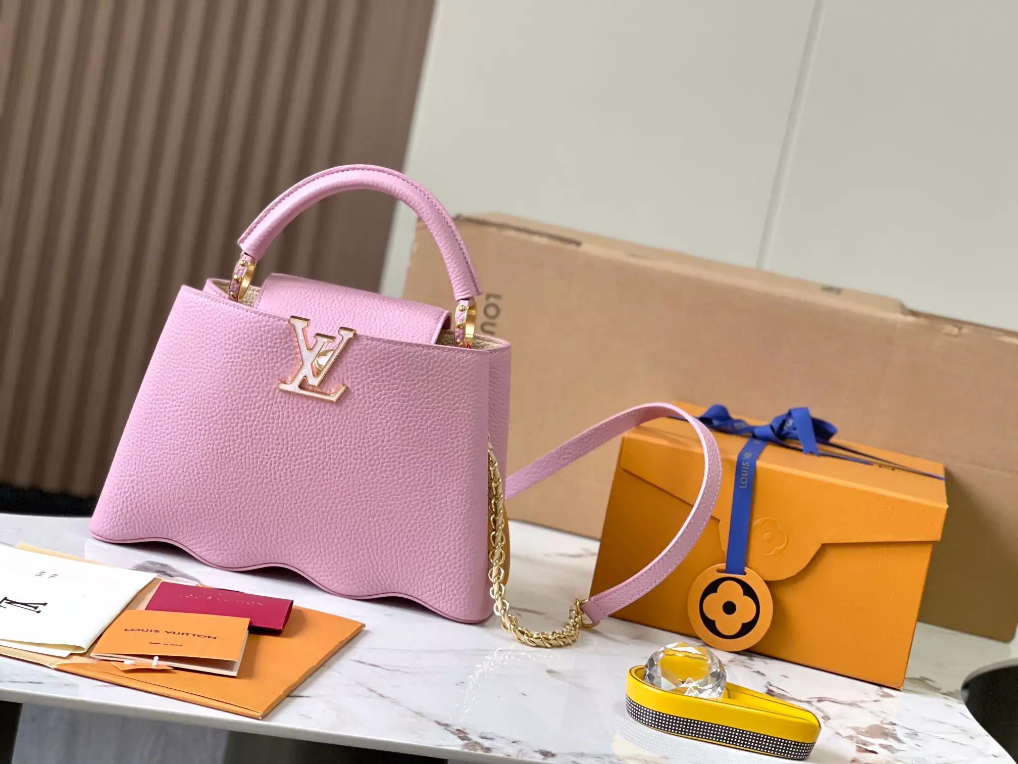 LV Capucines BB Capushell in Light Pink