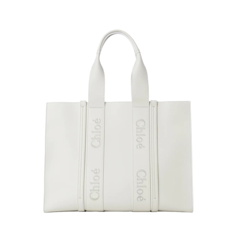 Chloé Large Woody Tote Bag White