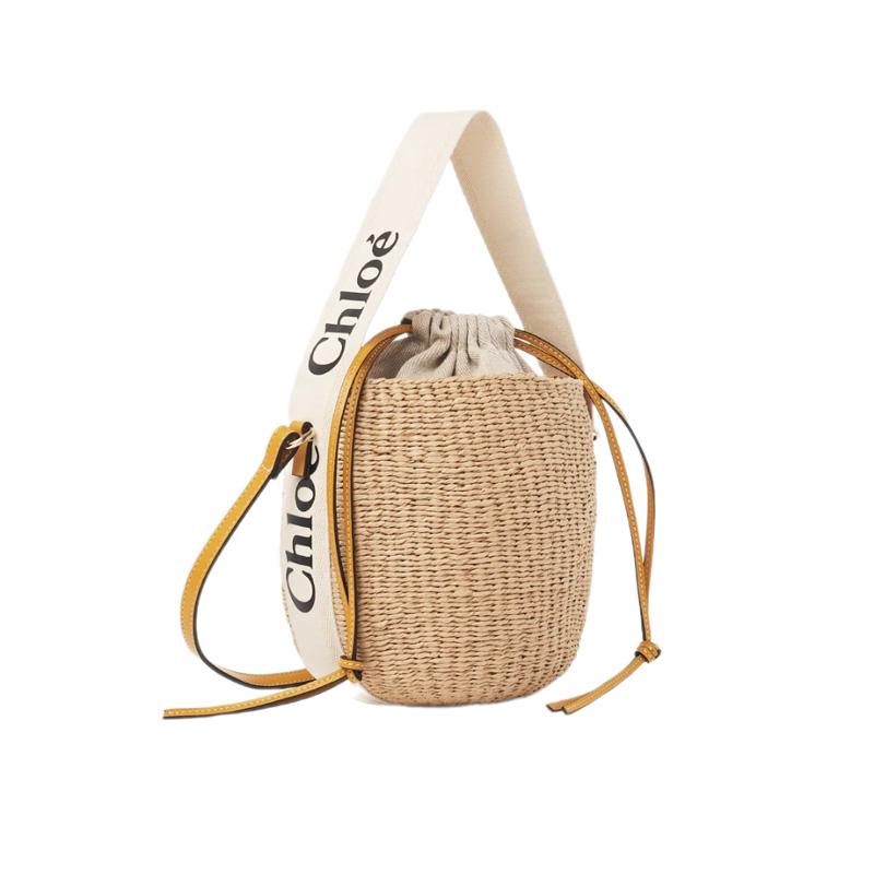 Chloe Small Woody Basket in White/Yellow
