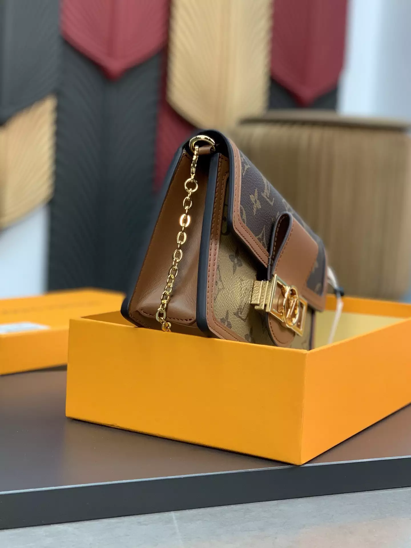Dauphine Chain Wallet Monogram and Monogram Reverse Coated Canvas