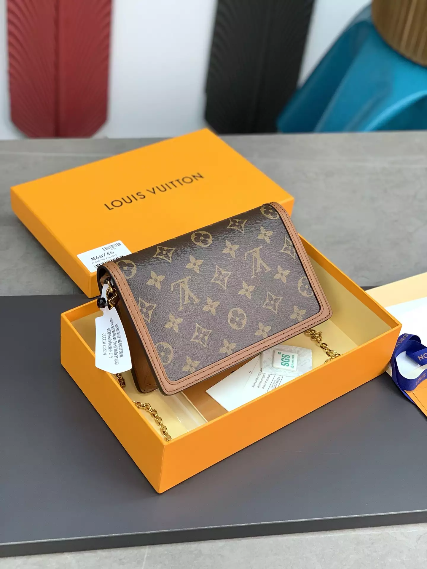 Dauphine Chain Wallet Monogram and Monogram Reverse Coated Canvas