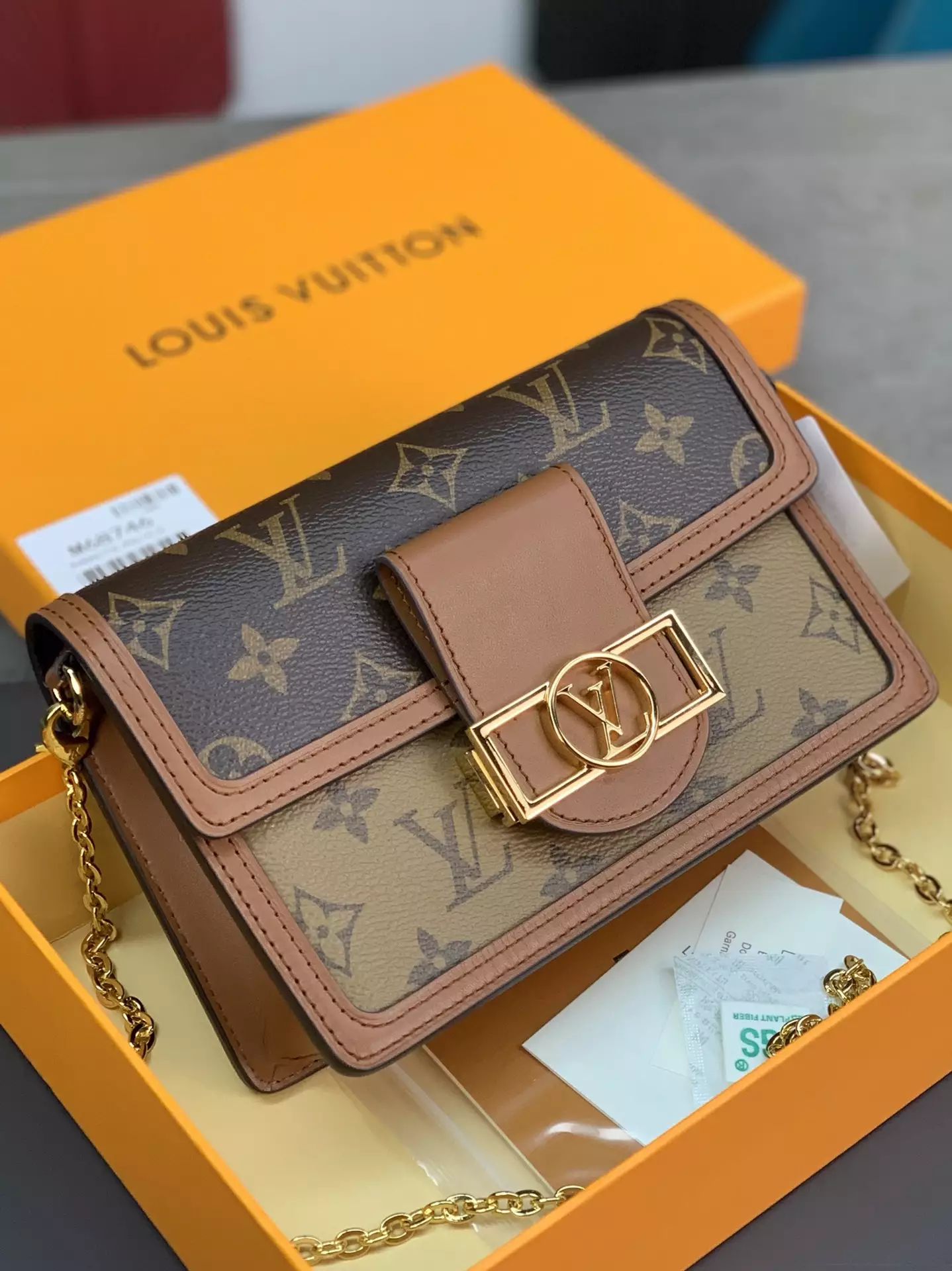 Dauphine Chain Wallet Monogram and Monogram Reverse Coated Canvas