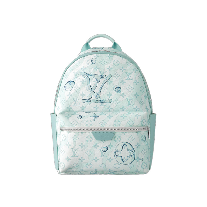 Discovery Backpack Monogram Aquagarden Canvas Crystal Blue Leather