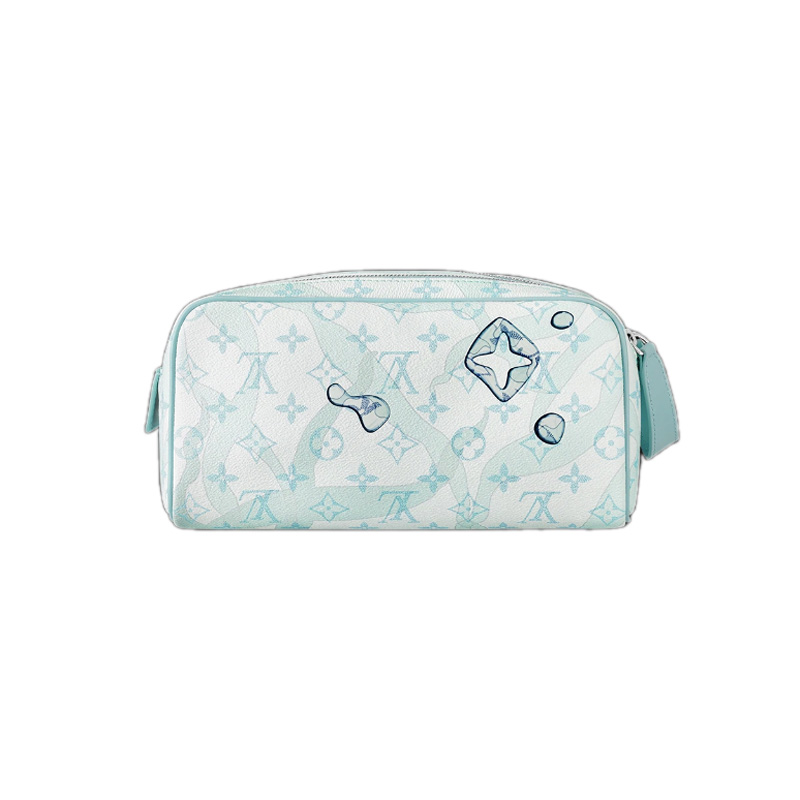 Dopp Kit Monogram Aquagarden Canvas Crystal Blue Leather