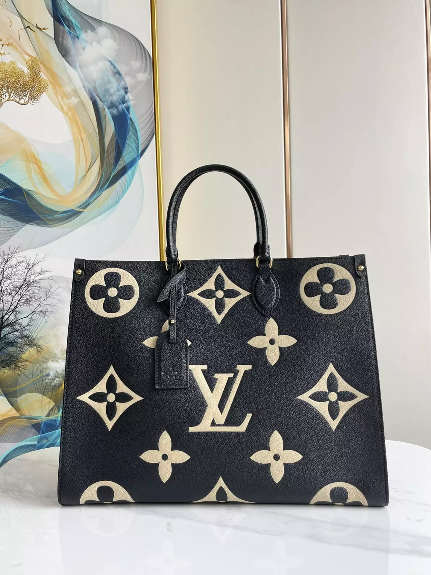 OnTheGo MM Bicolor Monogram Empreinte Black/Cream Leather
