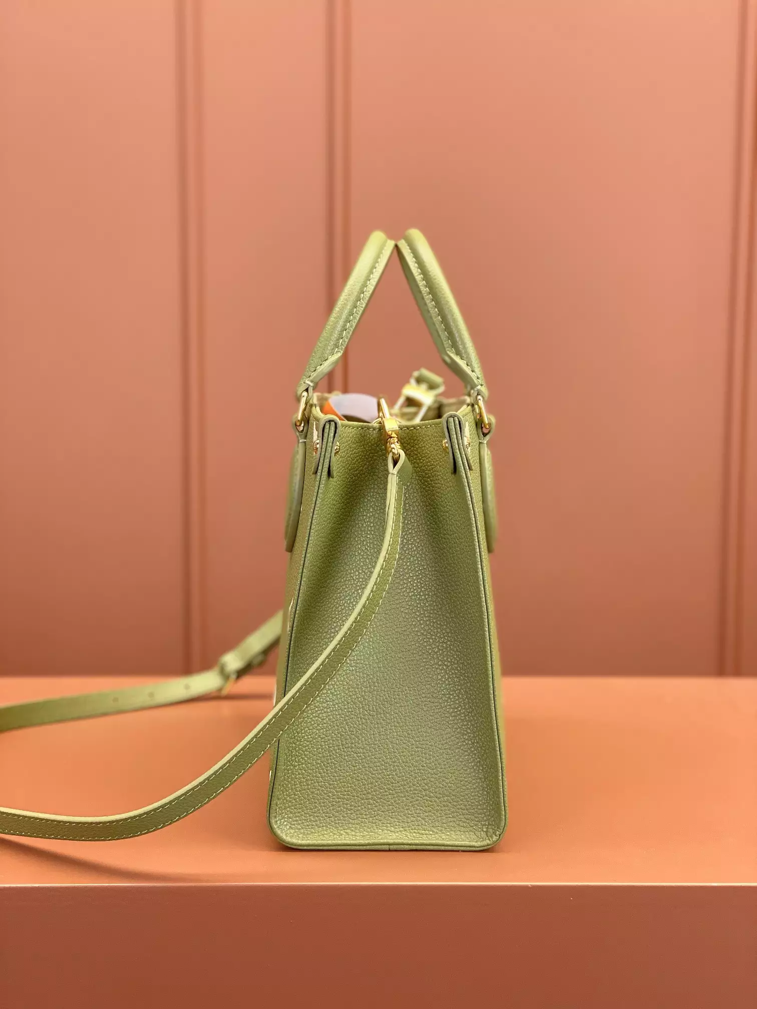 OnTheGo PM Bicolor Monogram Empreinte Light Khaki/Cream Leather