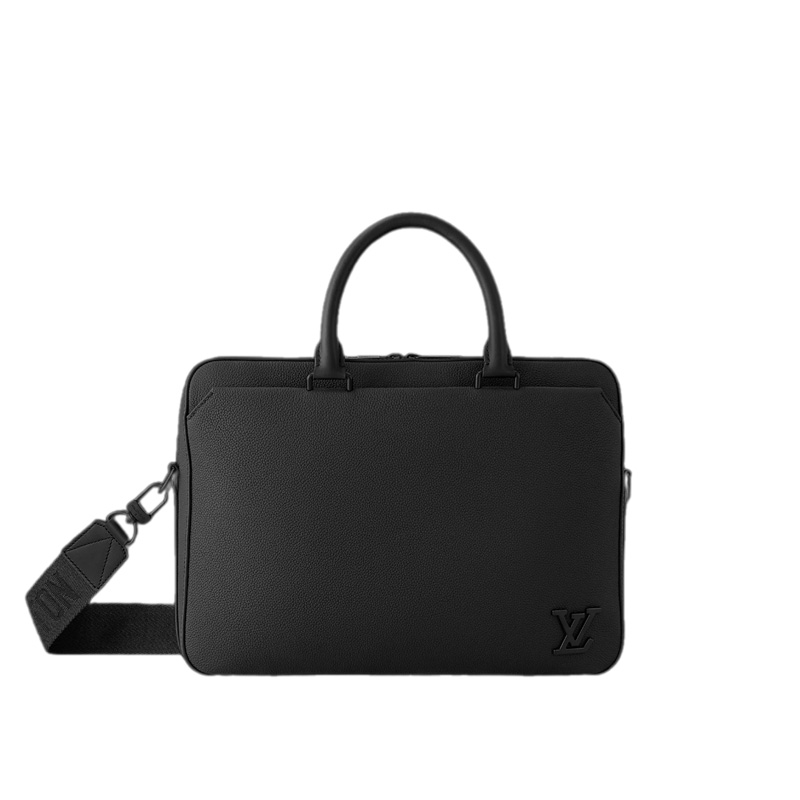 Pilot Briefcase LV Aerogram Black Cowhide Leather
