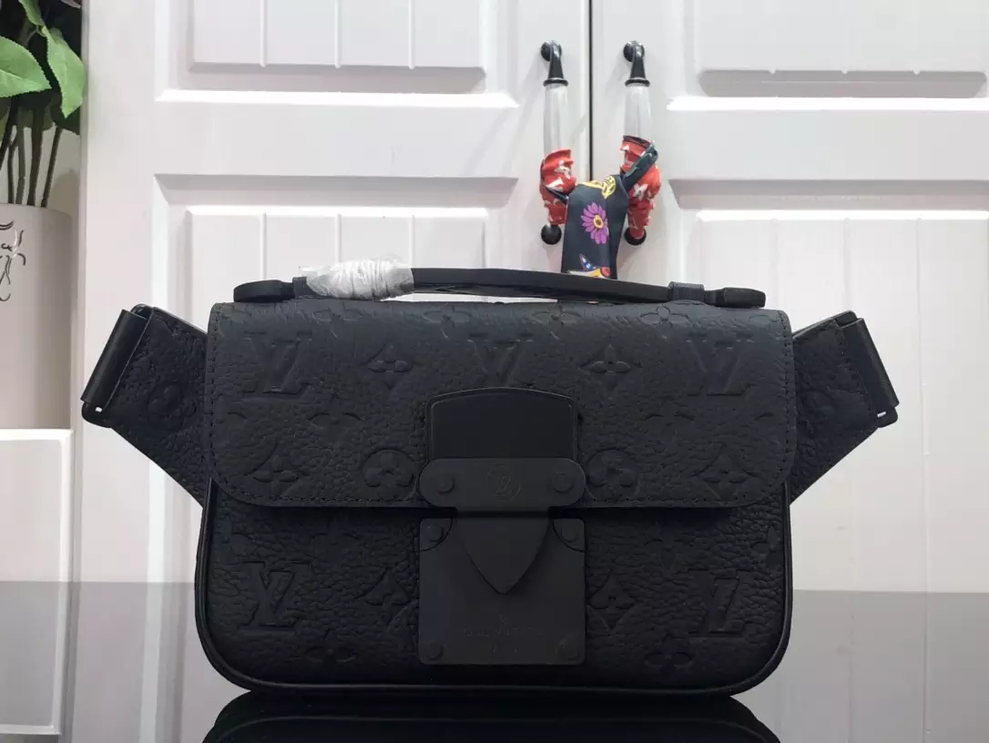S Lock Sling Bag Monogram Black Taurillon Leather