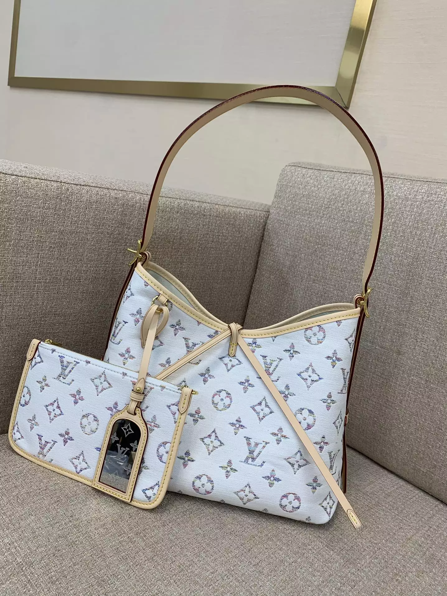 CarryAll PM Multicolor Beige Monogram Jacquard Fabric