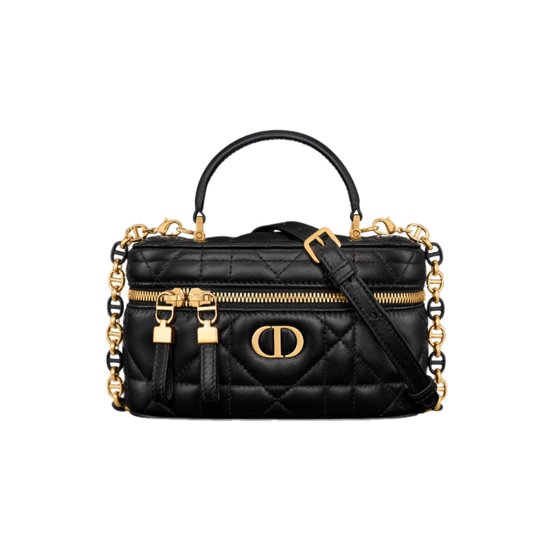 Dior Caro Mini Vanity Case Black Macrocannage Lambskin