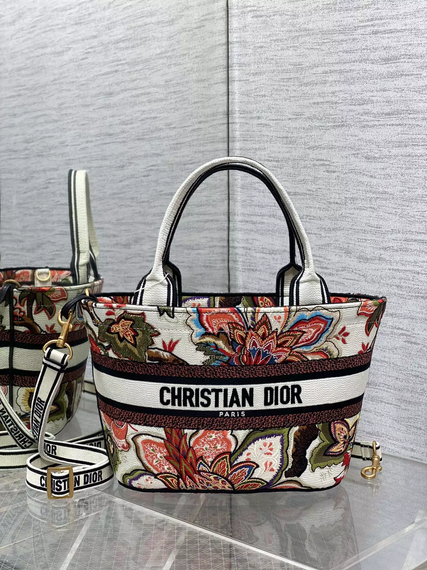 Hat Basket Bag Natural Multicolor Albero Della Vita Embroidery