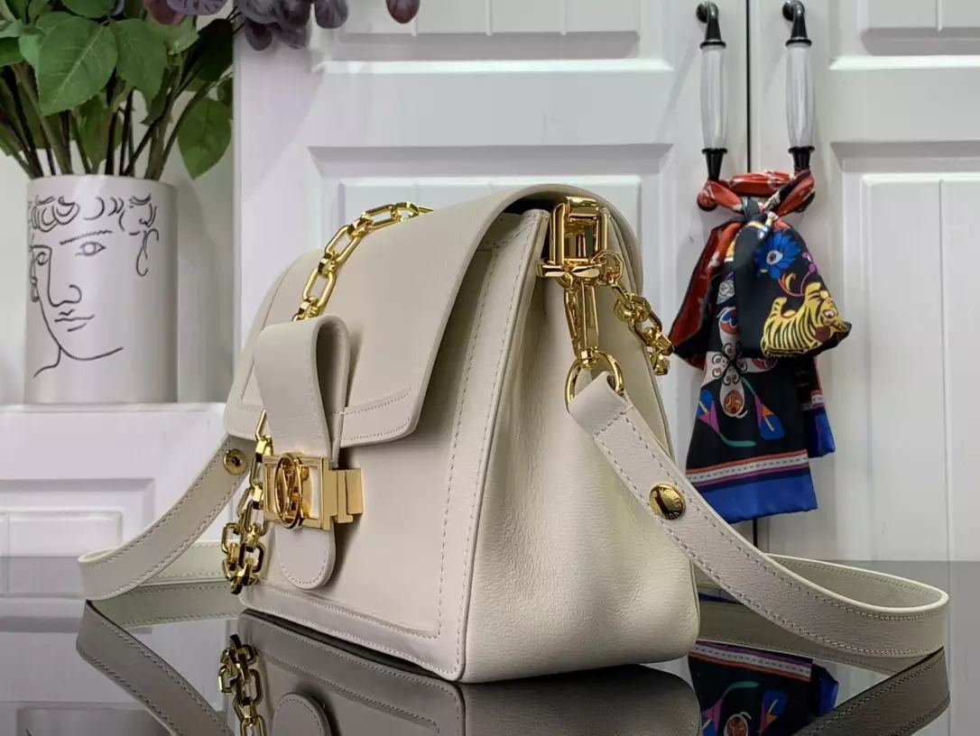 LV Dauphine Soft MM White Calfskin