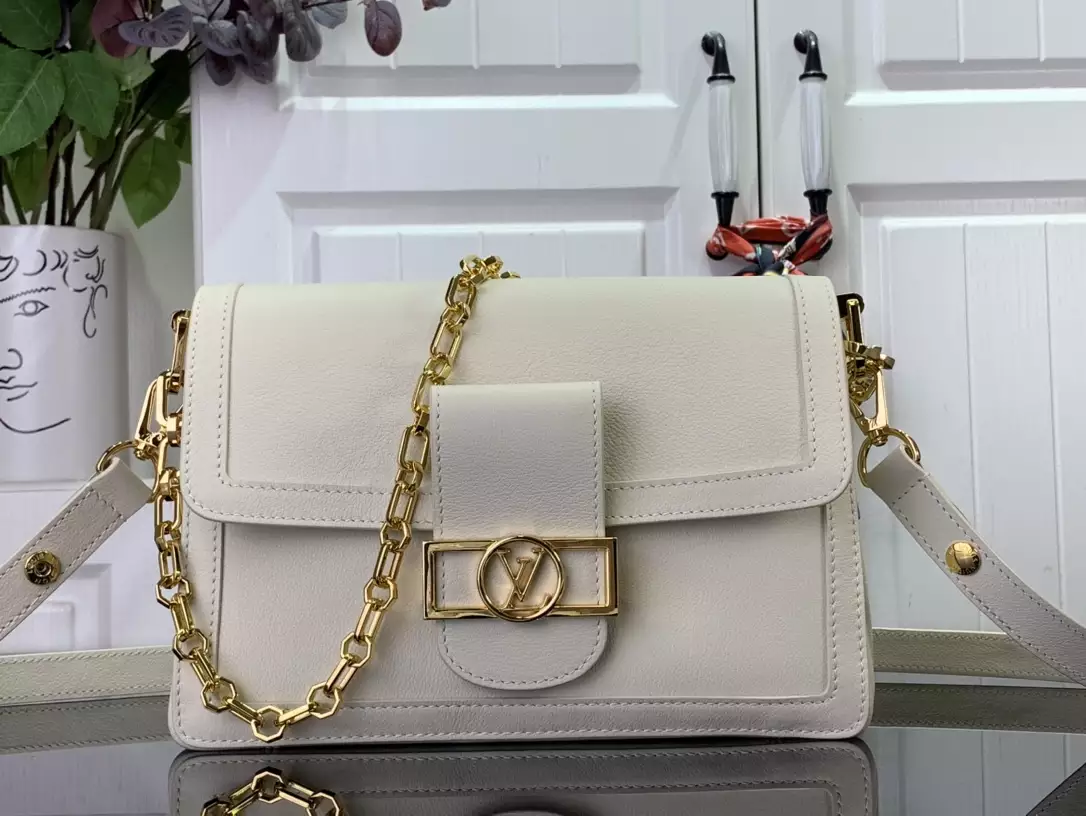 LV Dauphine Soft MM White Calfskin