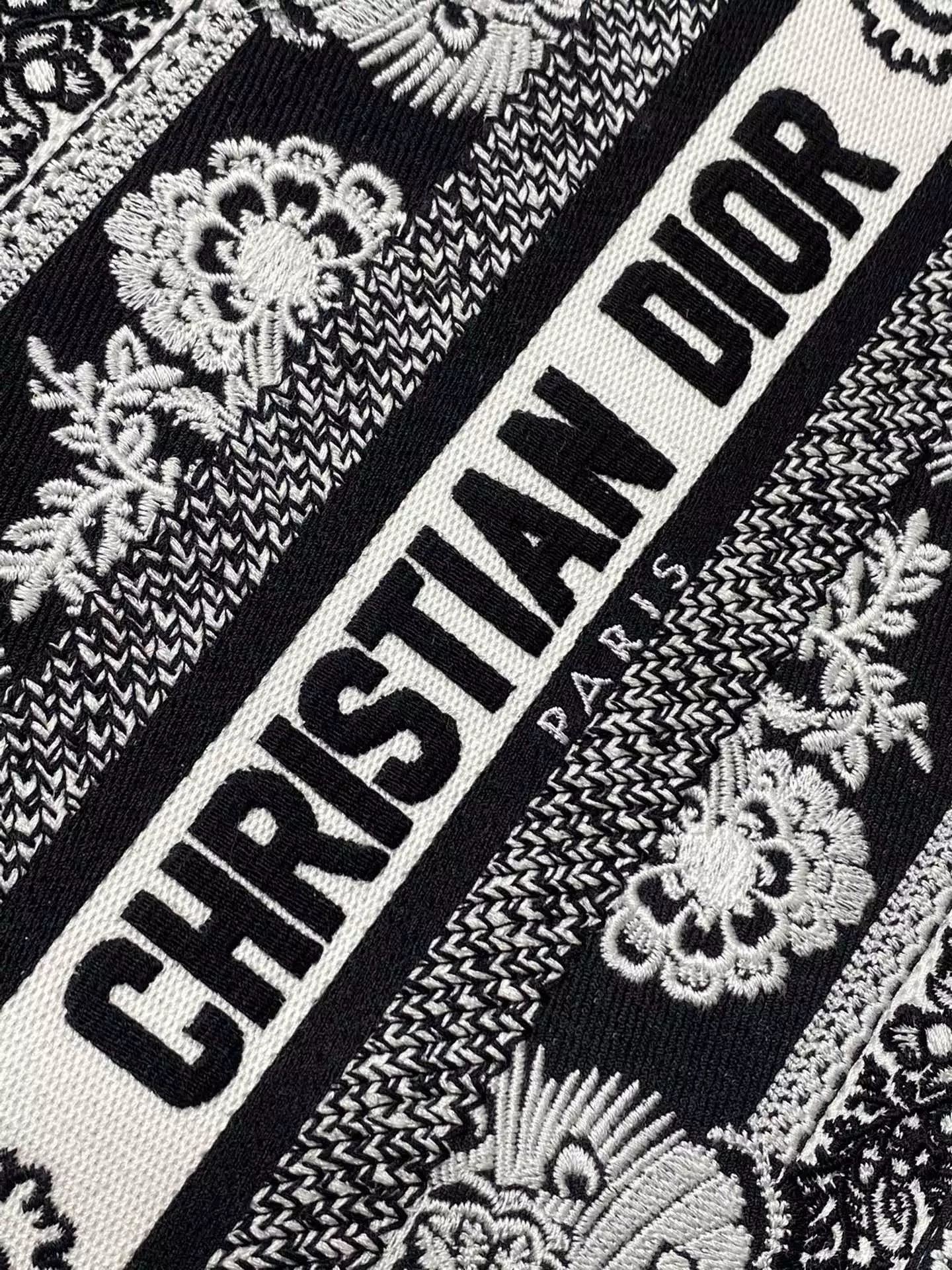 Medium Dior Book Tote Black and White Butterfly Bandana Embroidery