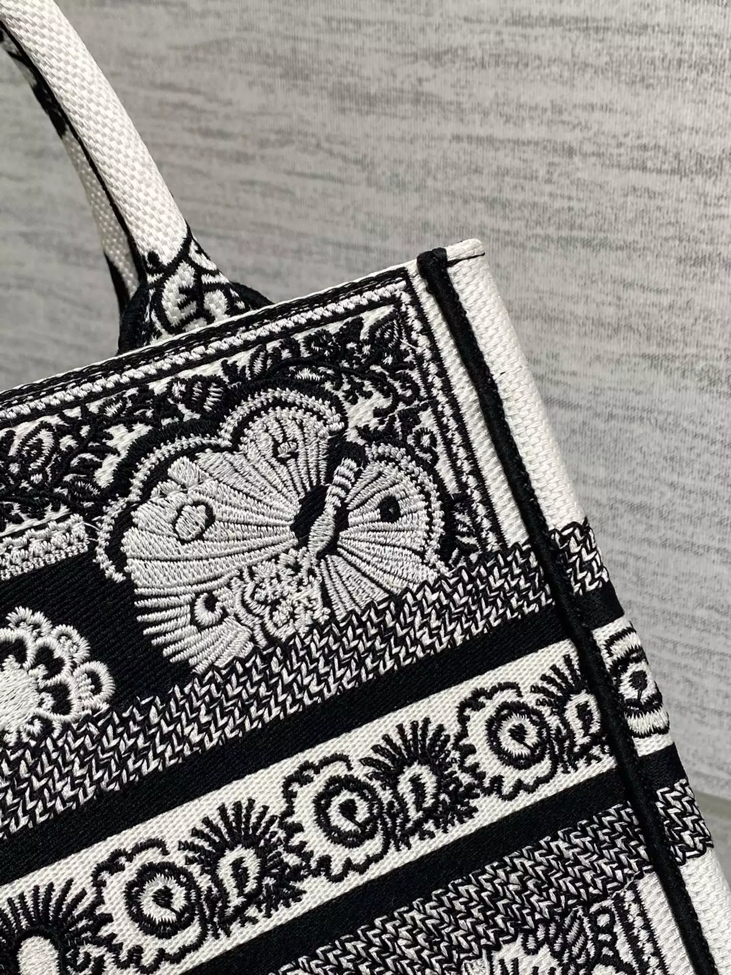 Medium Dior Book Tote Black and White Butterfly Bandana Embroidery
