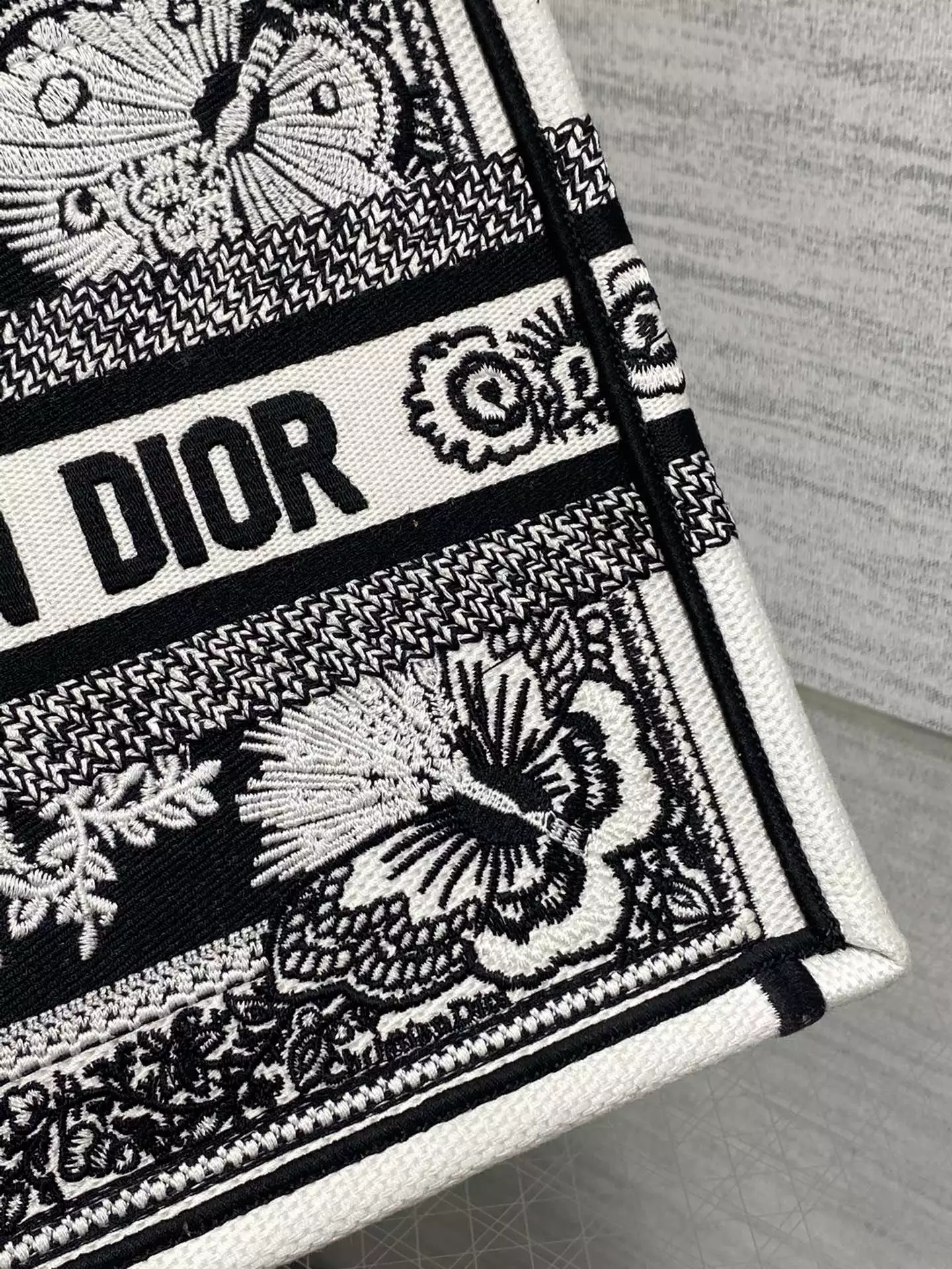 Medium Dior Book Tote Black and White Butterfly Bandana Embroidery