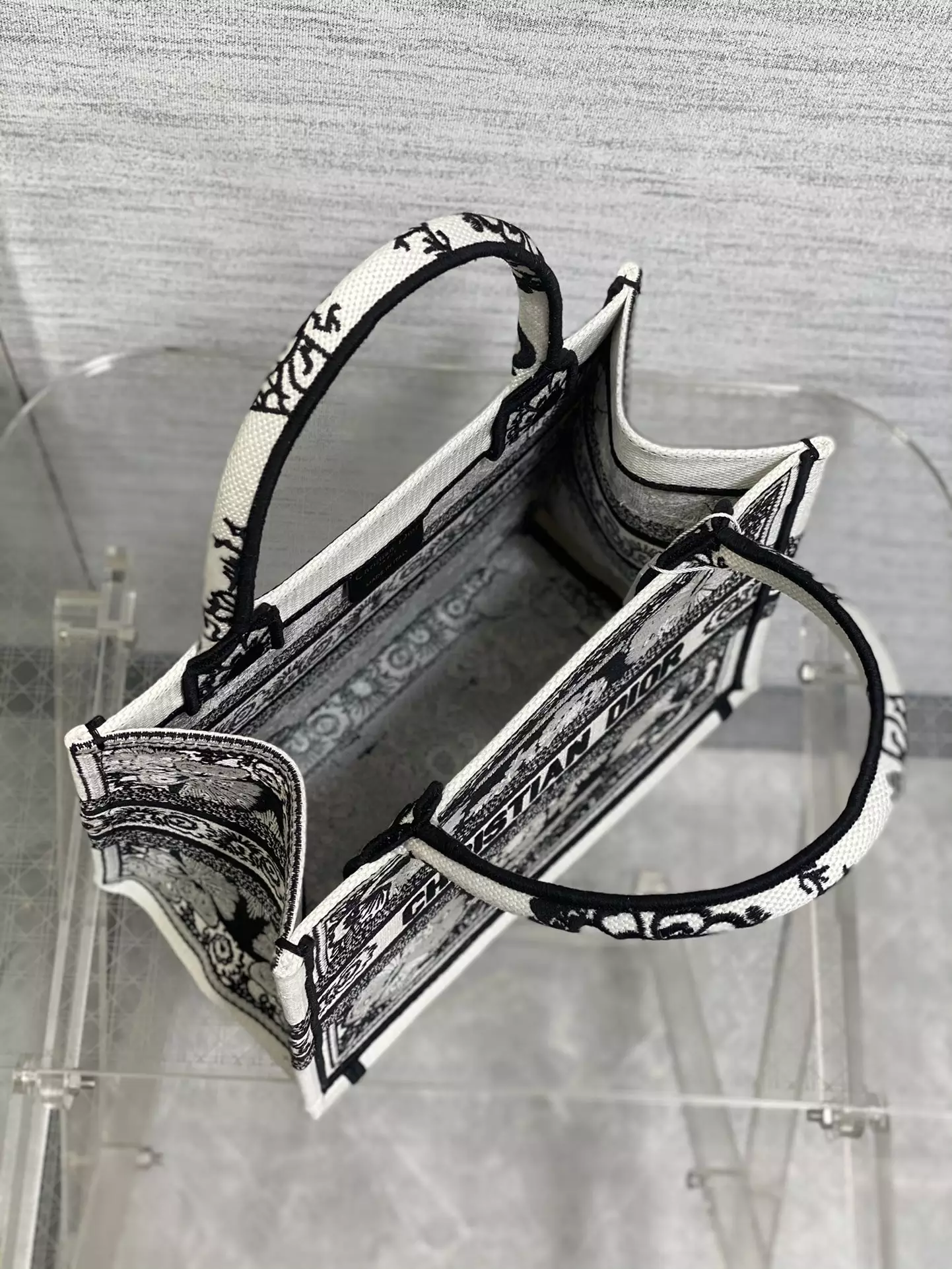 Medium Dior Book Tote Black and White Butterfly Bandana Embroidery