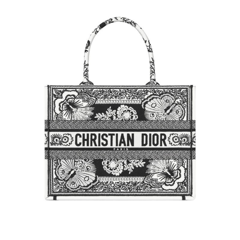Medium Dior Book Tote Black and White Butterfly Bandana Embroidery