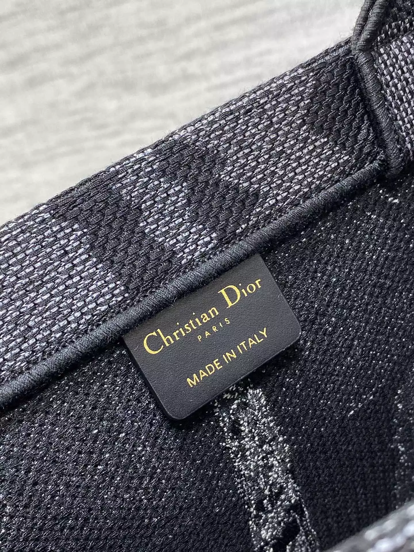 Medium Dior Book Tote Black and White Paris Embroidery