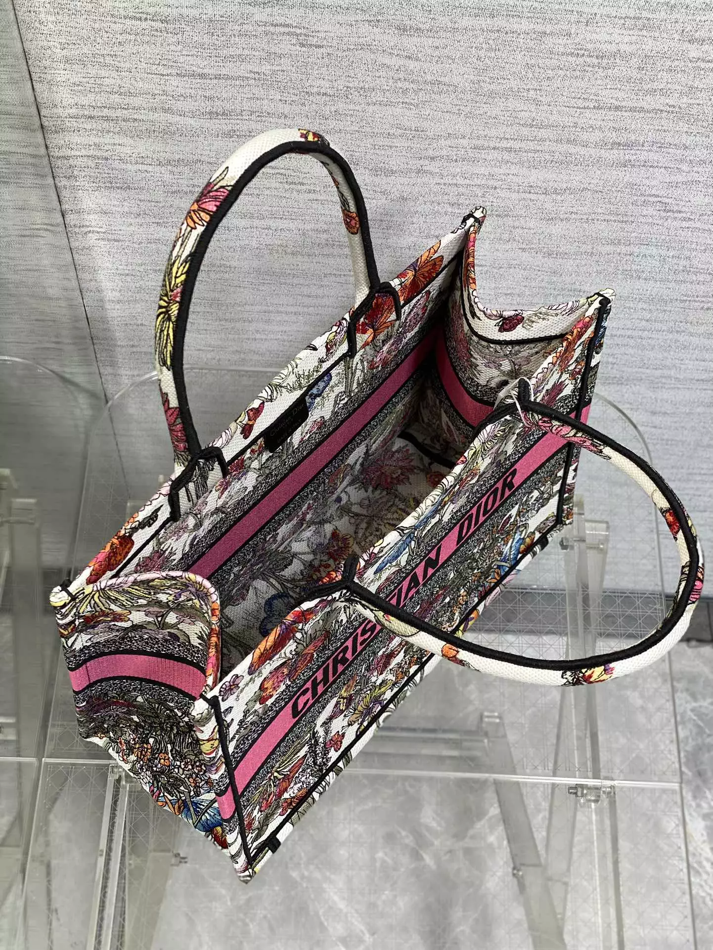Medium Dior Book Tote White Multicolor Mexico Millefiori Embroidery