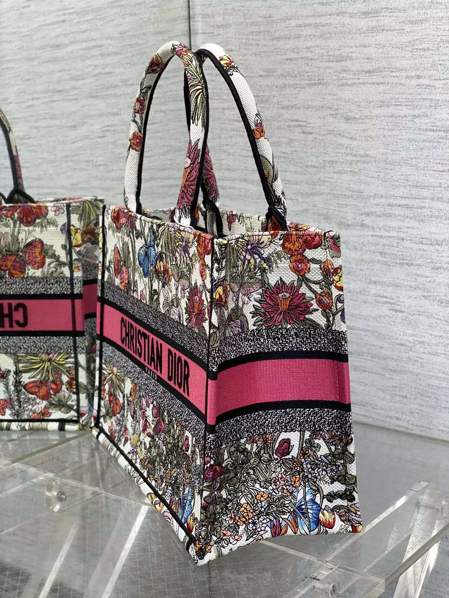 Medium Dior Book Tote White Multicolor Mexico Millefiori Embroidery