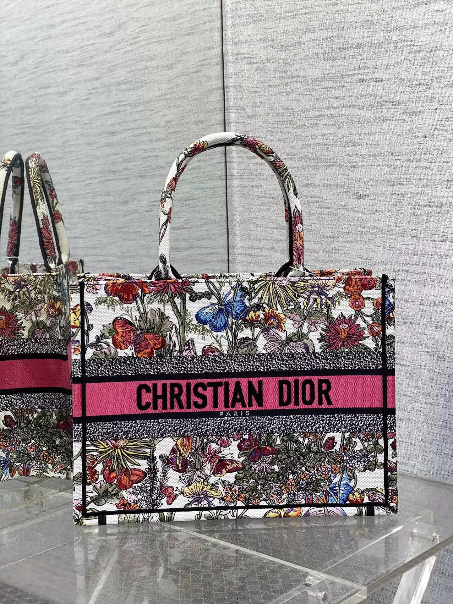 Medium Dior Book Tote White Multicolor Mexico Millefiori Embroidery