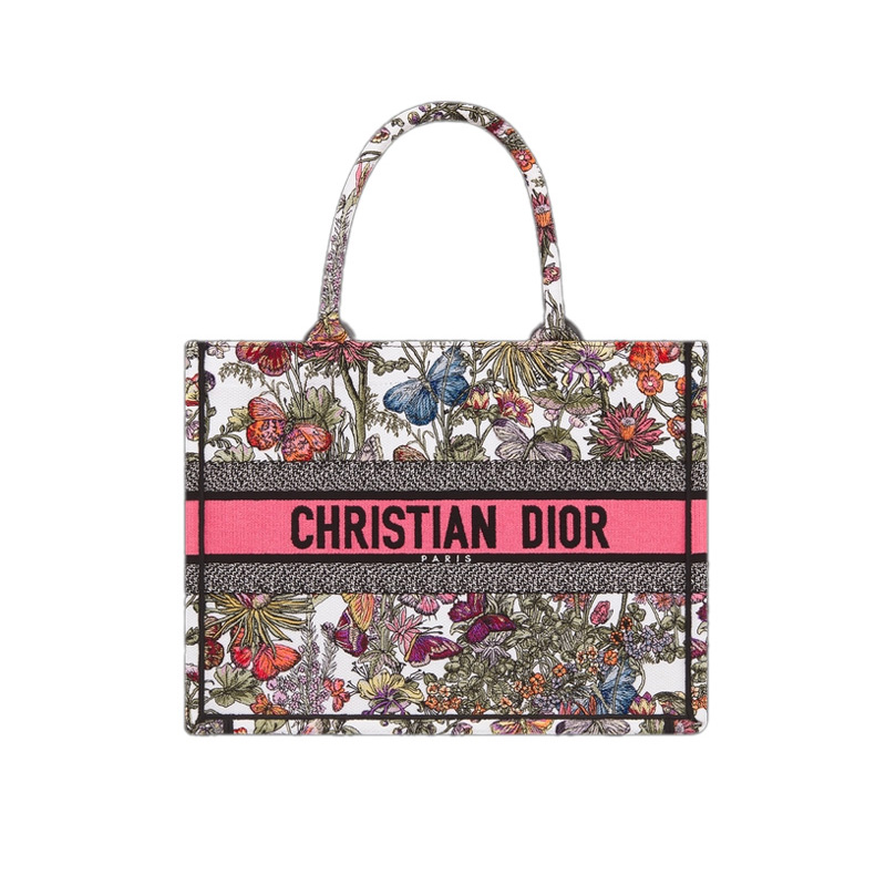 Medium Dior Book Tote White Multicolor Mexico Millefiori Embroidery
