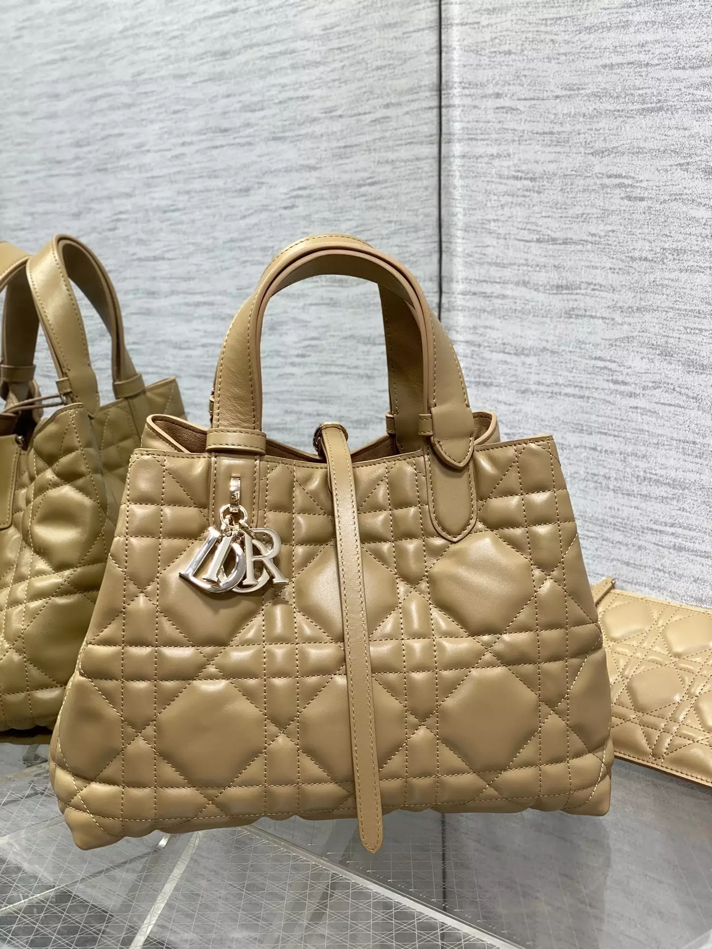 Medium Dior Toujours Bag Medium Tan Macrocannage Calfskin