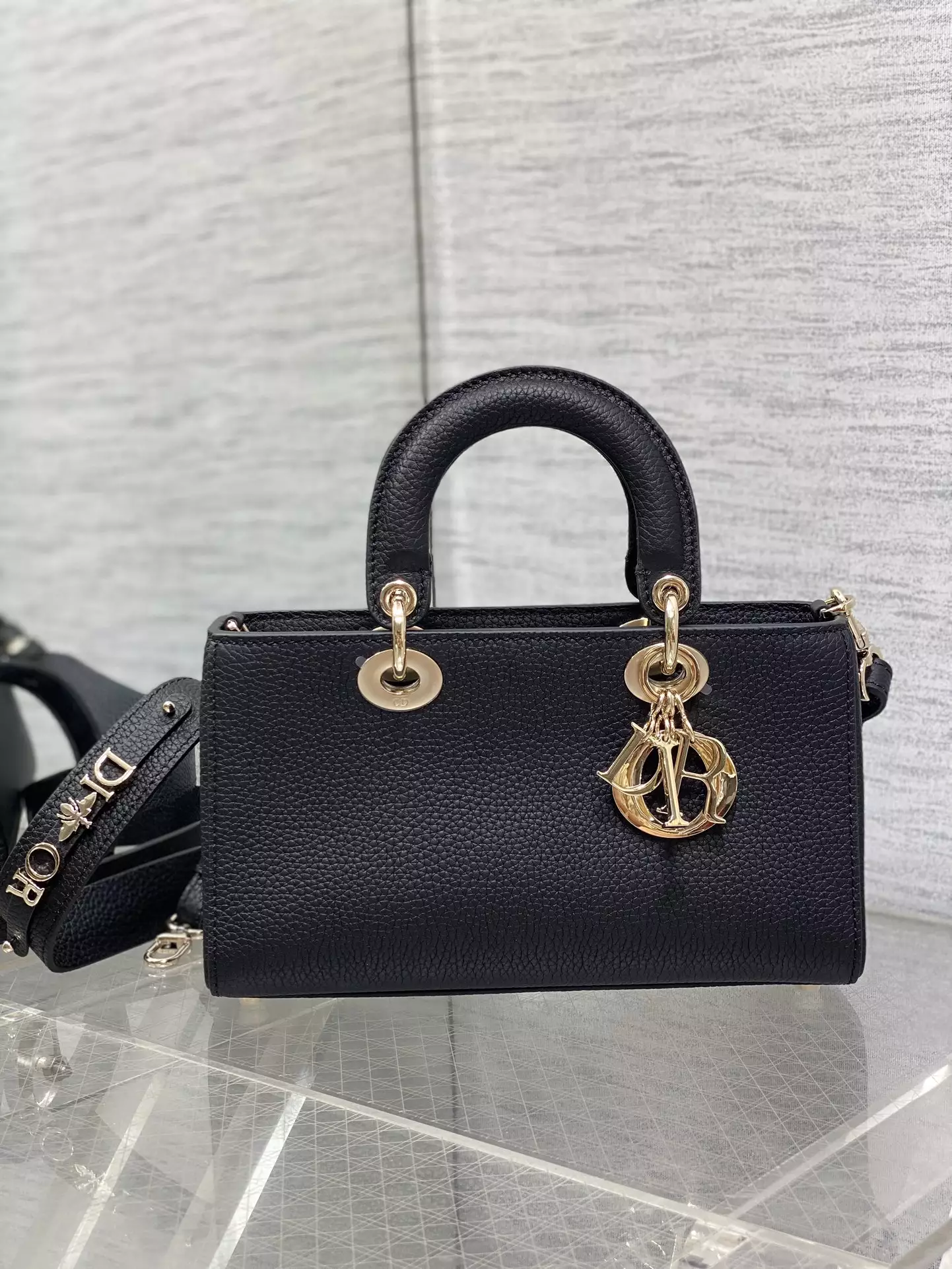 Medium Lady D-Sire My ABCDior Bag Black Bull Leather