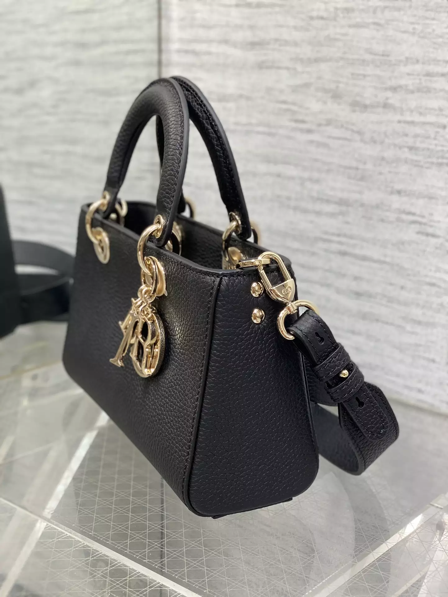 Medium Lady D-Sire My ABCDior Bag Black Bull Leather