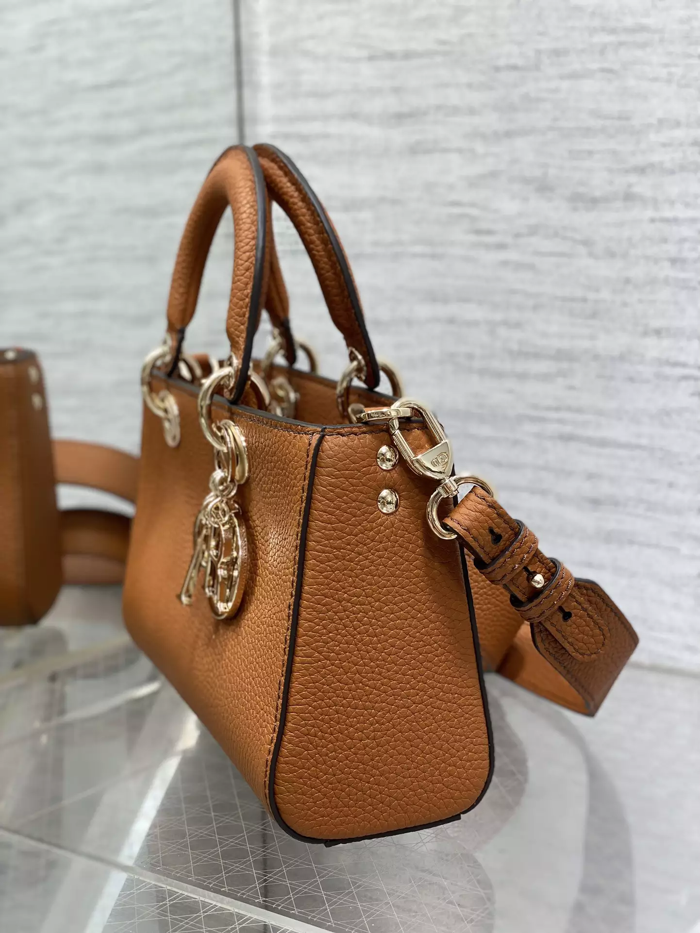 Medium Lady D-Sire My ABCDior Bag Dark Brandy Bull Leather