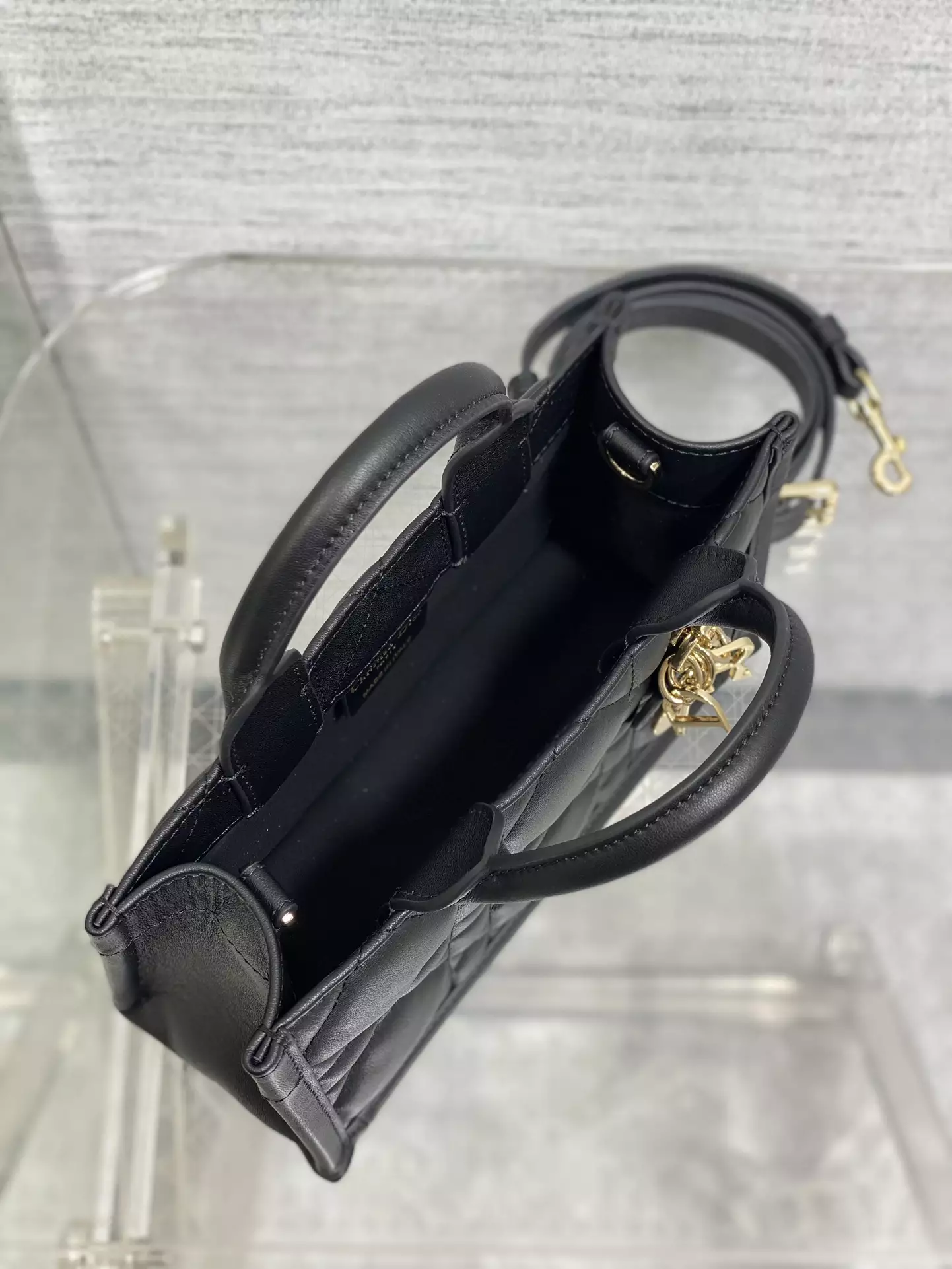 Mini Dior Book Tote Black Macrocannage Calfskin