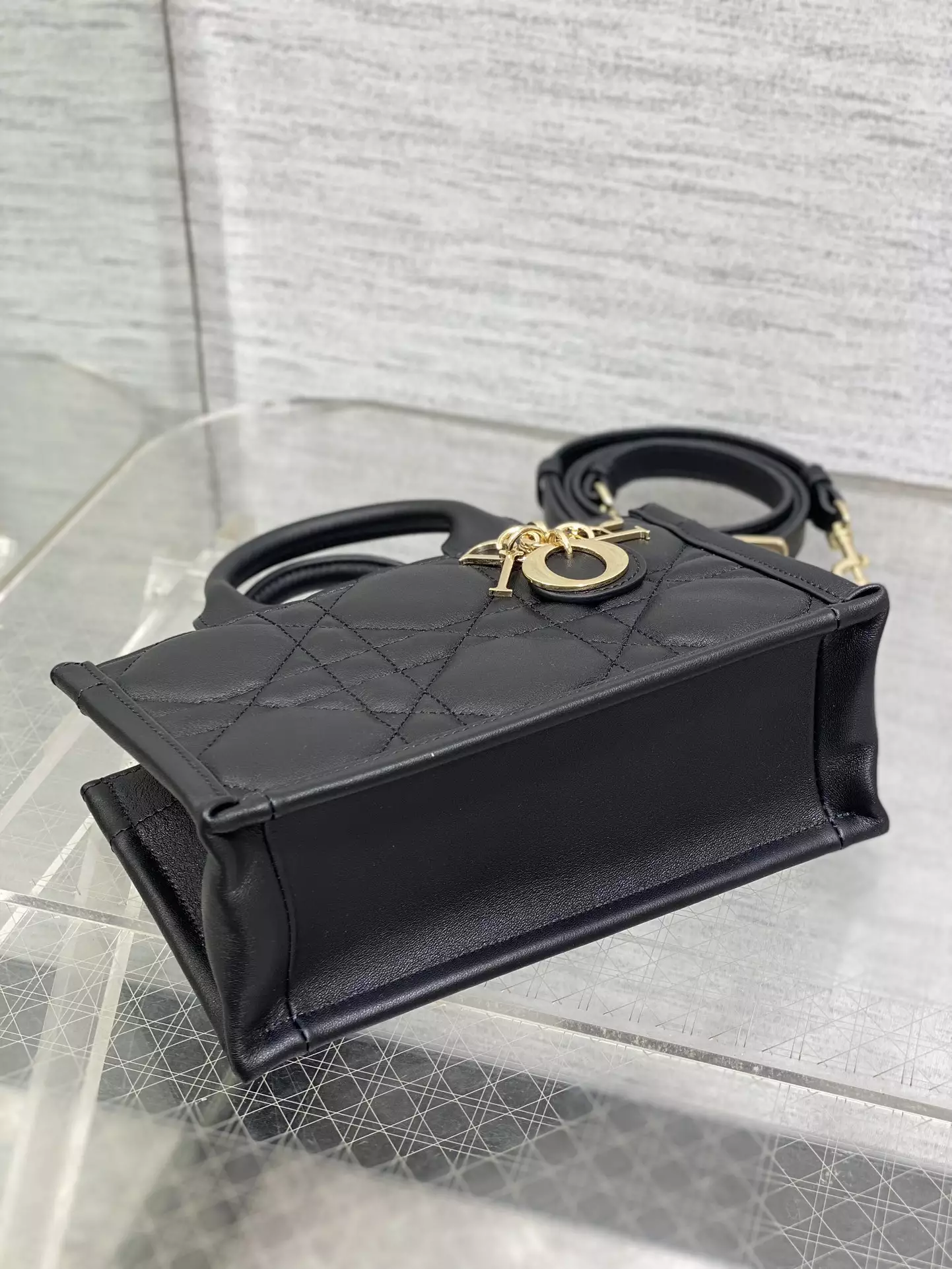 Mini Dior Book Tote Black Macrocannage Calfskin