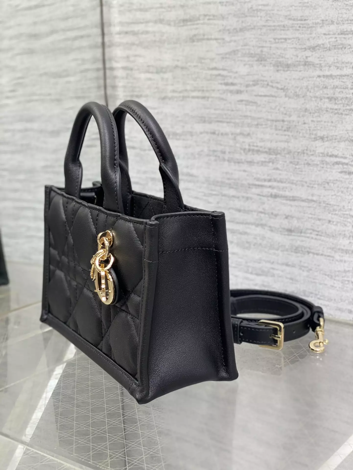 Mini Dior Book Tote Black Macrocannage Calfskin