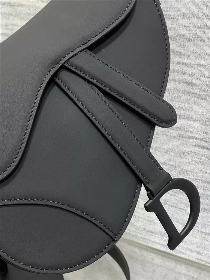 Mini Saddle Bag with Strap Black Ultramatte Calfskin