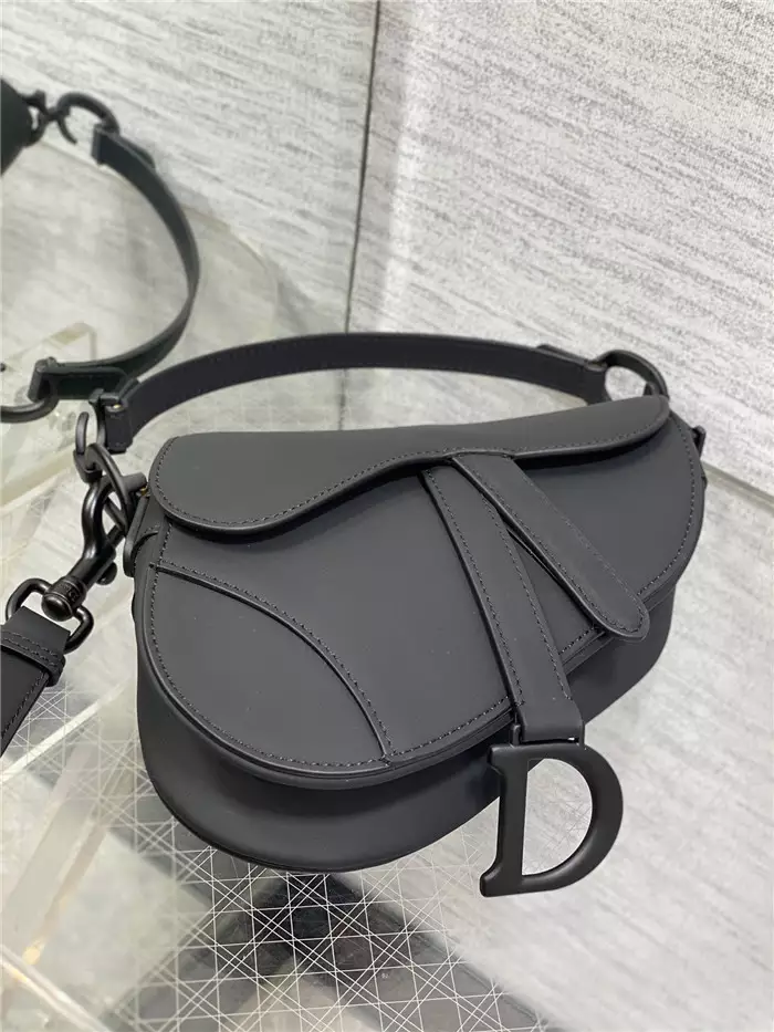 Mini Saddle Bag with Strap Black Ultramatte Calfskin